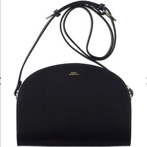 APC Demi Lune Crossbody Bag in Black Calfskin Leather